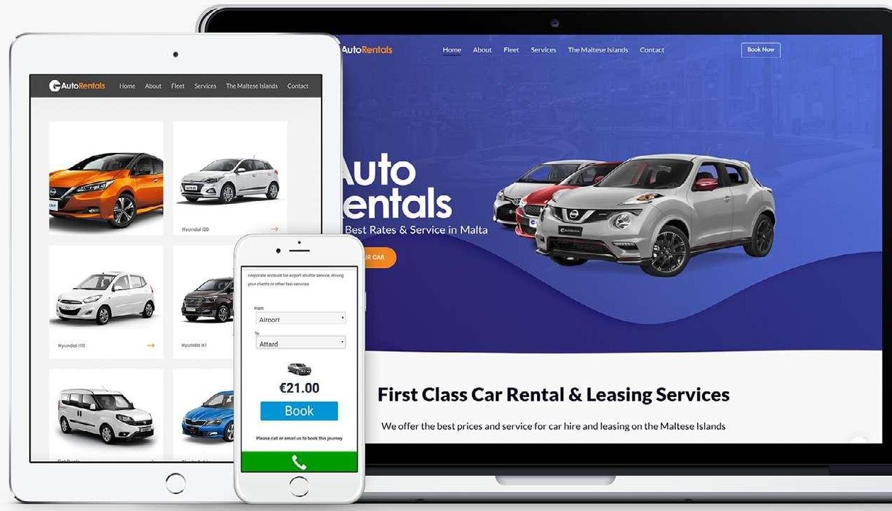 Autorentals website with booking flow